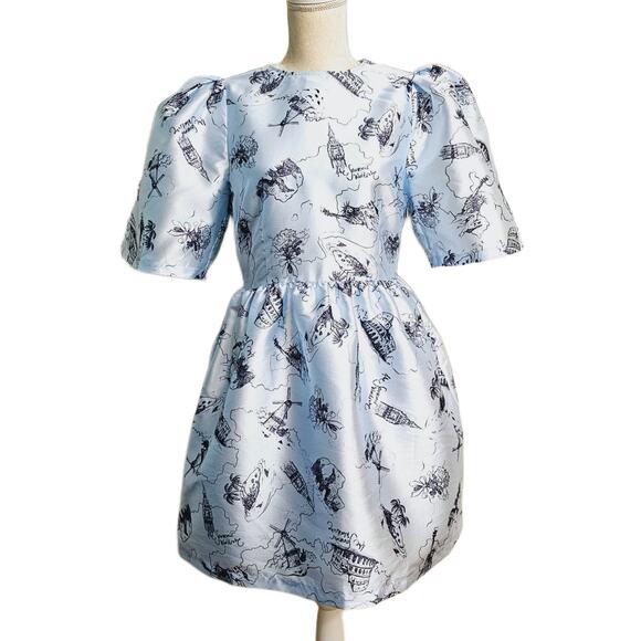 NWOT Stella Nova Anthropologie Mio Puff Sleeve Mini Dress $395 Size EU 38/Med - Picture 2 of 9